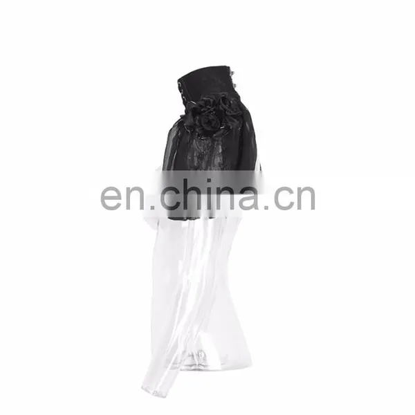 Punk Rave Gothic Black Choker With Attached Puffed Short Sleeves S-147 photo-2