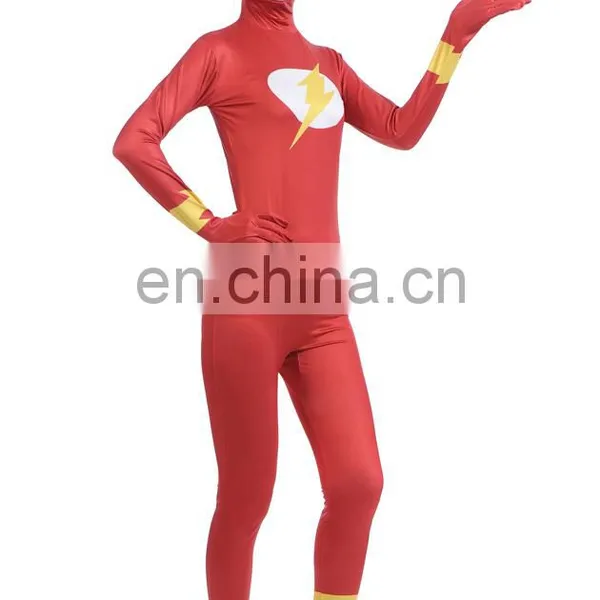 Red Zentai Full Stretch Bodysuit Hooded Mask Women Girls Cosplay Costume photo-3