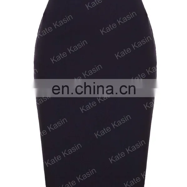 Kate Kasin Occident Women's Solid Color High Stretchy Hips-Wrapped Pencil Skirt 24" KK000277-1 photo-5
