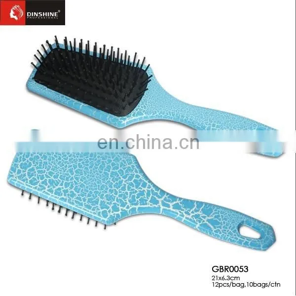 Blue Color Paddle Brush, Plastic Round Cushion Hair Brush