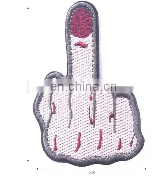 MIDDLE FINGER Iron On Embroidered Outlaw Biker Punk Patch,New Creeping Skeleton Patch Skull Finger Patch,