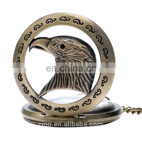 Factory Direct Sell Hawk Quartz Pocket Watch Necklace Pendant Waterproof Unisex Eagle Design Pocket Watch photo-2