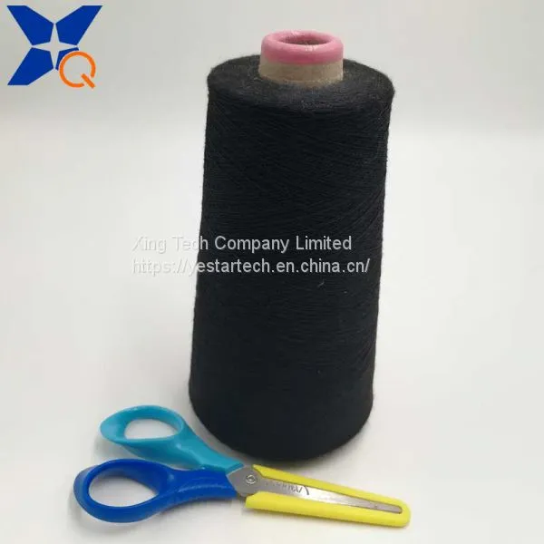 Ne16/1ply 30% Carbon Inside Nylon Staple Fiber Blended With 70% Black Polyester Staple Fiber for Pure Black Touch Screen Gloves-XT11114 photo-4