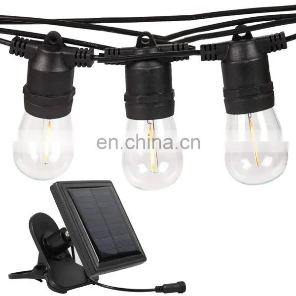 Commercial S14 Led 48ft 15 Sockets Party Edison Bulb Patio Led Solar String Lights for Outdoor Use photo-2