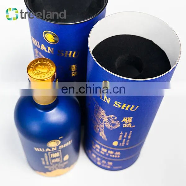 Fancy Stamping Cylinder Wine Bottle Paper Tube Boxes Metal Lid Carton Tube for Wine photo-4