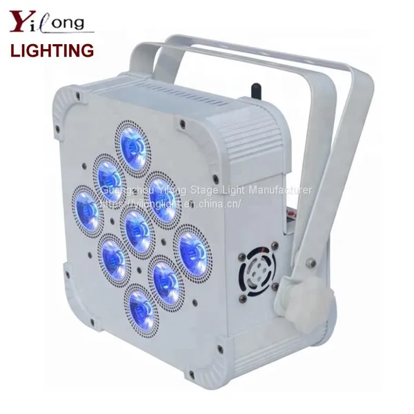 Дешевые 9X15W RGBWA+UV 6 в 1 батарейные DMX прожекторы для верхнего освещения, плоские LED PAR-прожекторы, узкие LED PAR-прожекторы, фабрика китайских светильников для сцены на светодиодах, DMX прожекторы для верхнего освещения