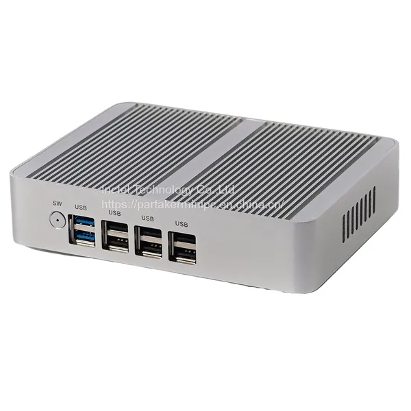 Partaker Fanless Mini PC Alder Lake-N Intel Core N100 Windows 11 Pro HTPC 2 x LAN 1 x DP 2 x HDMI WiFi Desktop Computer photo-5