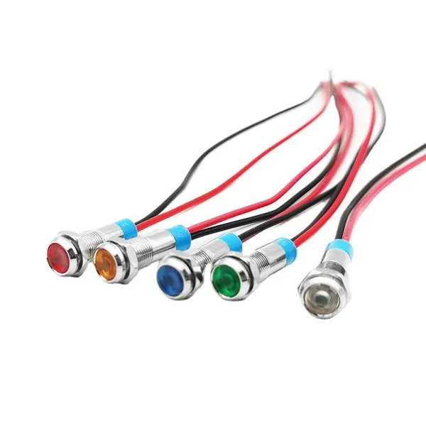 6mm 8mm 10mm 12mm 16mm 19mm 22mm Panel Mount Metal Led Indicator Light Lead Wire Connection Indicator Lamps