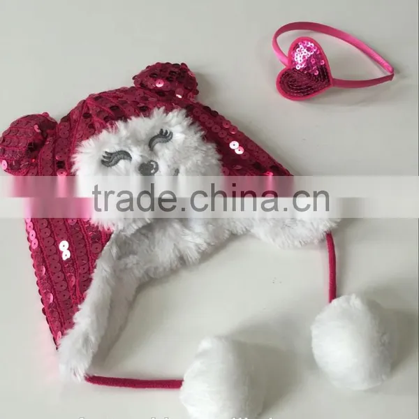 Customer Winter Funny Animal Fur Hat With Cute Face and Lovely Poms photo-3