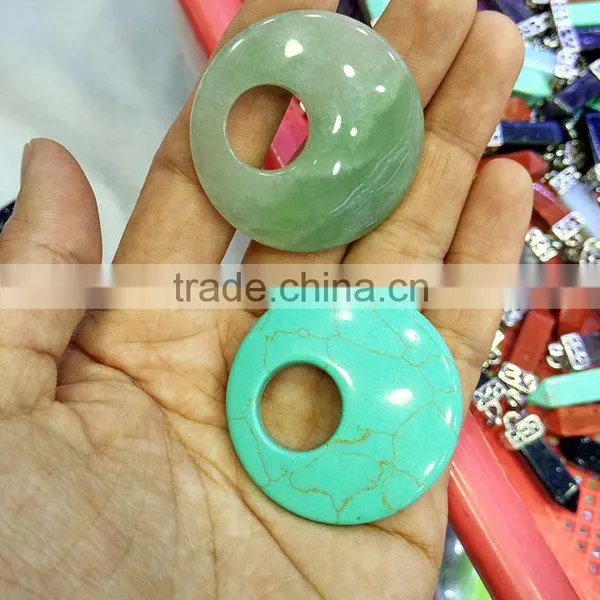 JF6879 Natural Gemstone Semi Precious Stone Donut Pendants Quality Choice photo-2