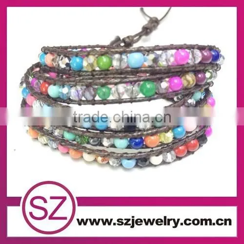 2015 Popular Accessory Wrap Leather Bracelet,beaded Leather Bracelet photo-2