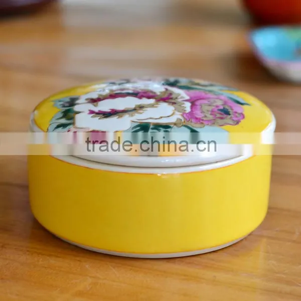 Customer Handpainted White Ceramic Jewelry Box Round photo-5