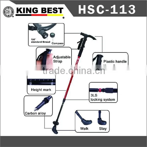 KING BEST New Carbon Trekking Pole With Phone Holder 3-SECTION Adjustable Nordic Walking Poles Mountaineering Stick photo-3