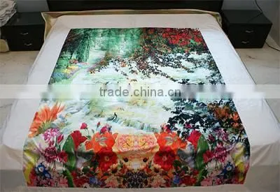 In Front of the Digital Printing Sari Boundary Scenery on the Bed Cover