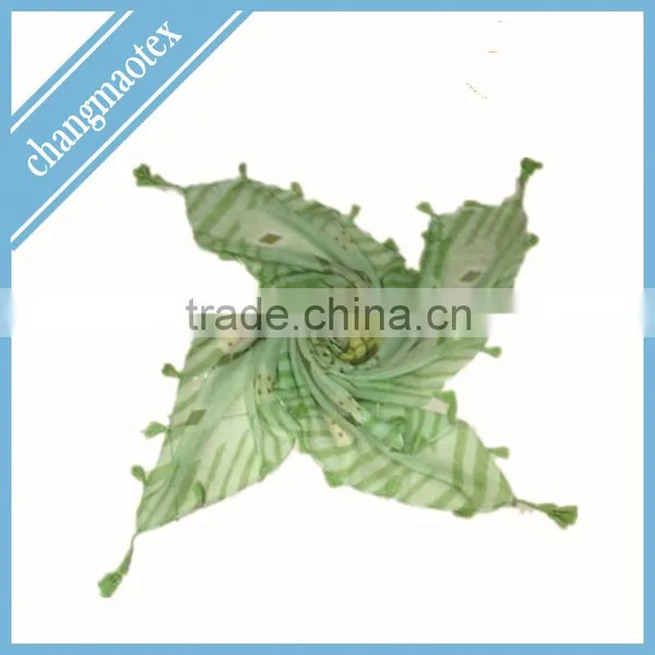 Newest Style Colorful Square Polyester Voile Scarf