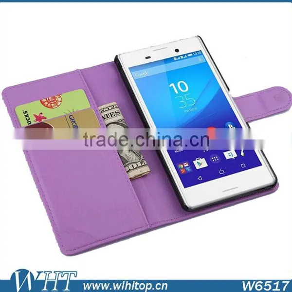 Hot Selling PU Leather Wallet Case for Sony Xperia M4, Wholesale for Xperia Z4 Aqua Cell Phone Case photo-3