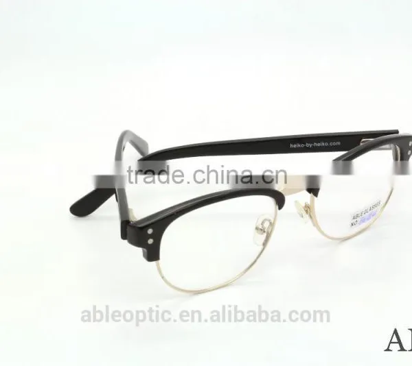 2015 Hotselling Round Black Acetate Hand Made Spectacles Optical Frames Eyewear Eyeglasses With Half-rim Metal photo-4