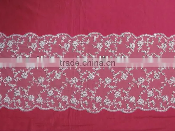 Fully White Beaded Table Runner Embroidery Lace