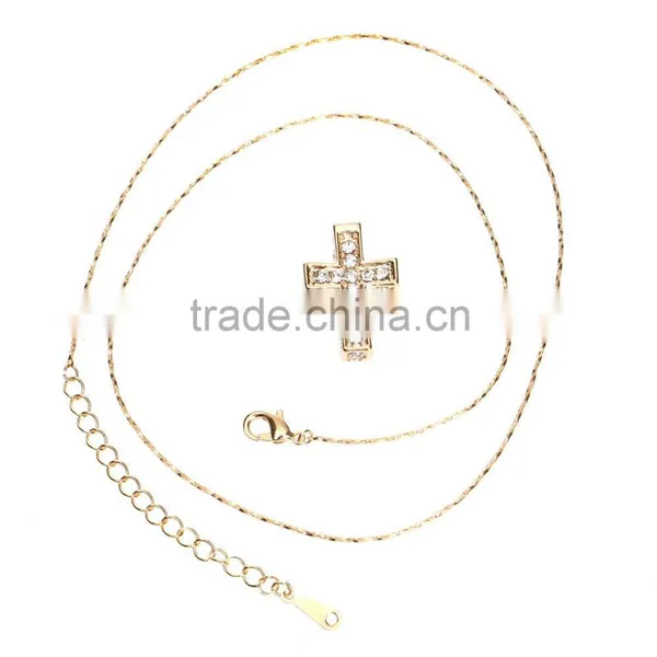 Jewelry Crystal 18k Gold Cross Pendant Necklace Quality Choice photo-6