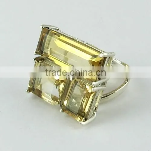 Gemstone Citrine 925 Sterling Silver Ring, Indian Silver Jewellery Supplier, Silver Jewellery India photo-3