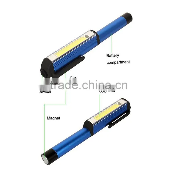 3AAA Battery Work COB Aluminum Alloy Flashlight Magnetic Small Pen Work Light photo-6