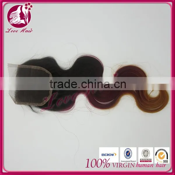 For Sale 100% Unprocessed Three Tone Human Hair Body Wave Hair Wefts With Body Wave Lace Closure photo-6