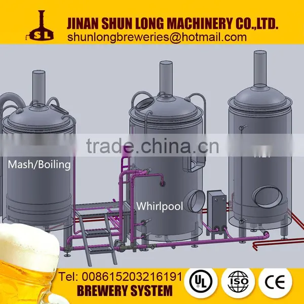 Large 15bbl Beer Brewing Equipment With 3 Vessel Beer Brewhouse