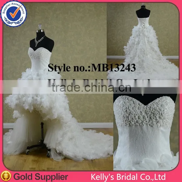 Dream Wedding Dresses With Appliqued Beaded Short Dresses With Long Organza Trail