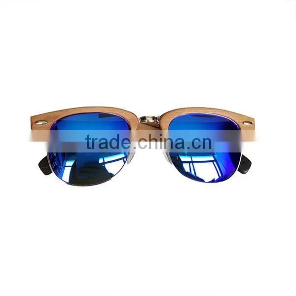 2016 New Design Duwood Blue Sunglasses Half Frame Wood Sunglasses photo-2