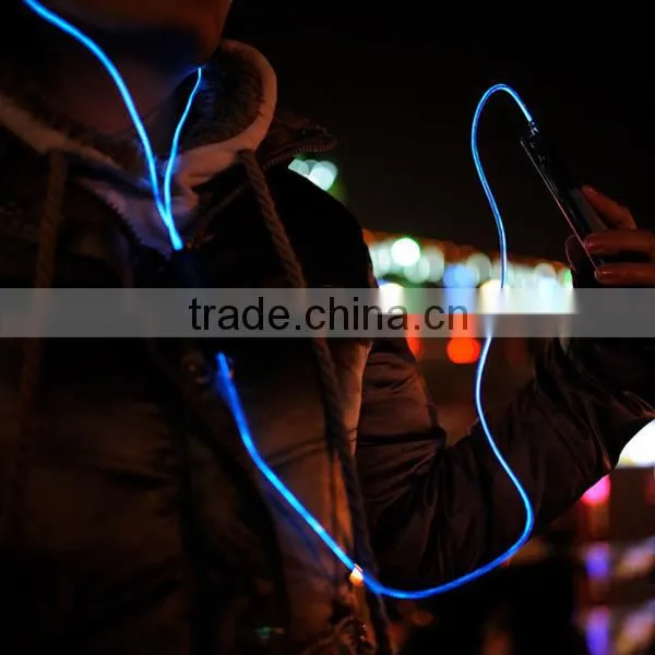 New Hot Selling Product EL Metal Stereo Noise Reduction LED Glowing Earphone photo-4