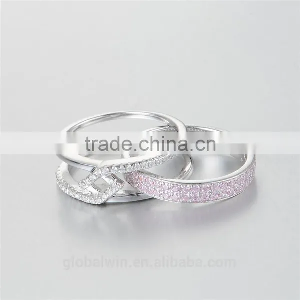 Vogue Double Jewelry Wedding Rings Pink Zircon Custom Wholesale 925 Sterling Silver Rings Jewelry For Womam photo-6