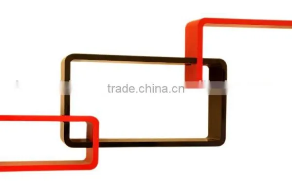 Kawachi 3 Retro Rectangle Wooden Rounded Floating Wall Storage Shelves photo-3