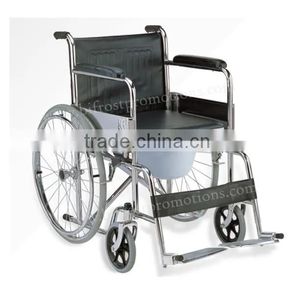 High Quality Manual Folding Commode Steel Wheelchair