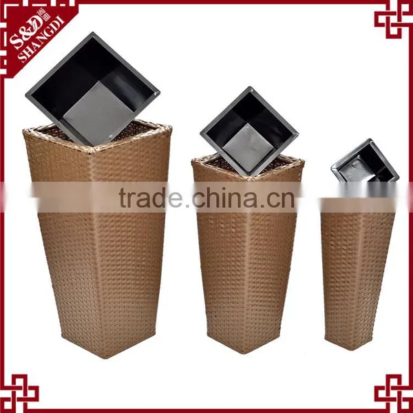 Outdoor Garden Patio Decor Plastic Rattan Plant Pots Tall Large Planters photo-4