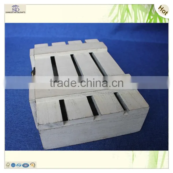Recyclable Plate Lid Antique Rustic Cuboid Paulownia Wooden Box photo-3