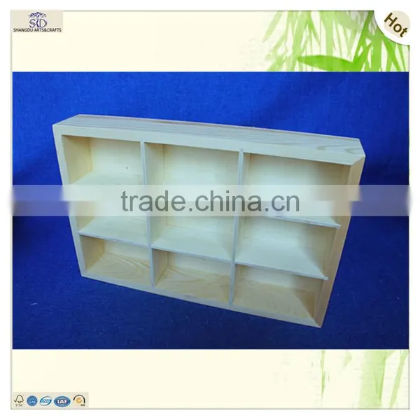 Best Seller Multi Grids Standing Storage Pine Wooden Tray photo-3