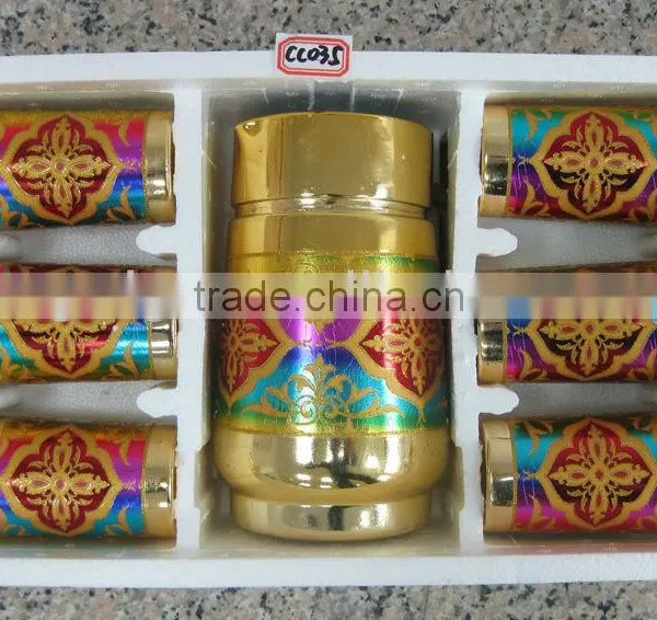 JK017 7pcs Glass Drinking Set With Gold Deco photo-4