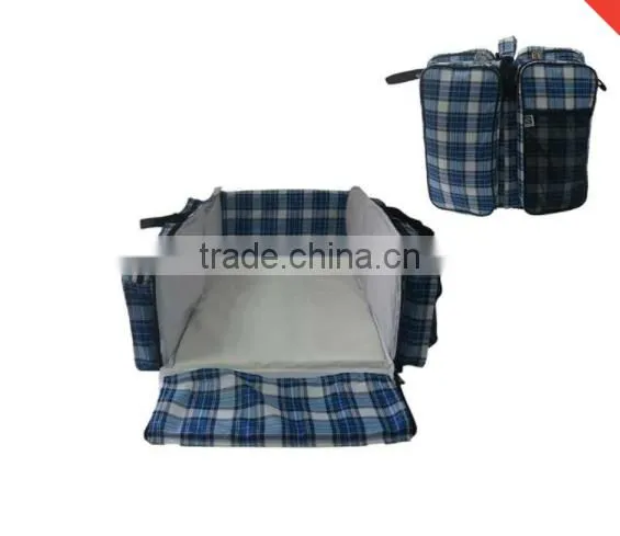 2017 New Design Portable Travel Plaid Fabric Baby Bed Bag photo-4