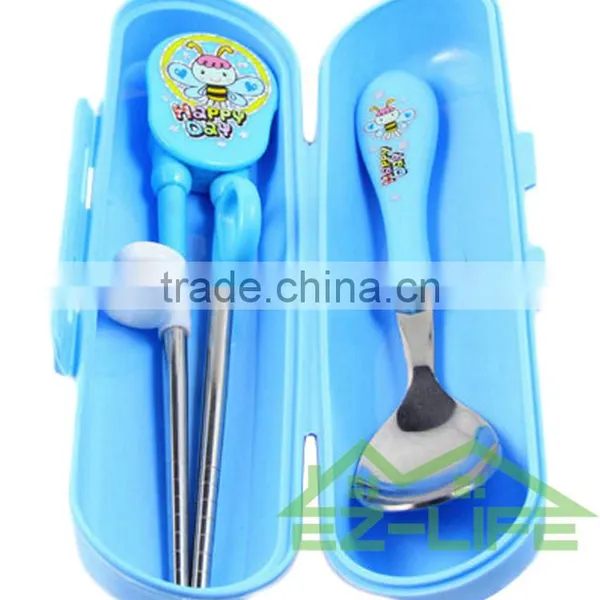 Korean Stainless Steel Baby Faltware Sets Training Chopsticks and Spoon photo-3