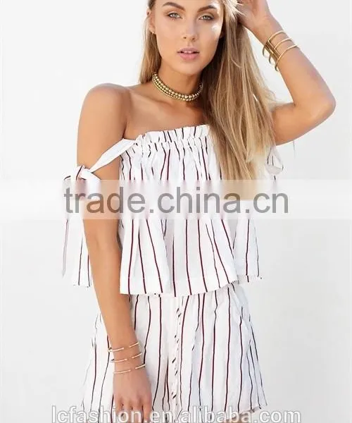 2017 Fashion Printing off Shoulder Top With Women Short New Design Ladies Suit photo-4