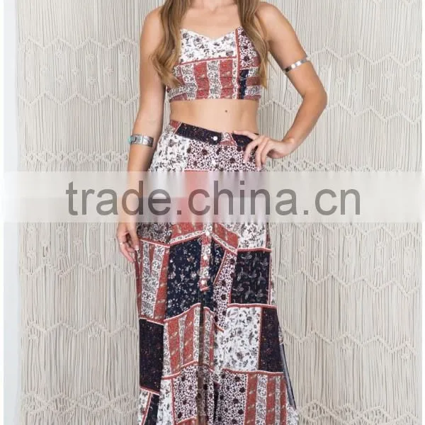 High Quality Printed Hippie African Print Skirts And Dress Kaftan Designs Two Piece Sets photo-2