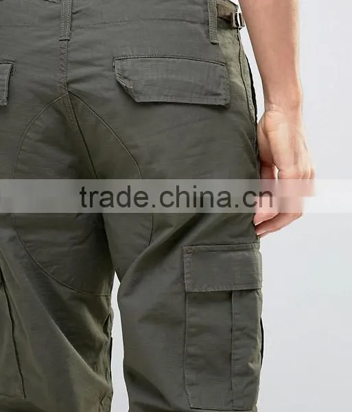High Quality Best Price Custom Guangzhou Manufacturer OEM 100% Cotton Twill Breathable Functional Green Men's Cargo Work Pants photo-3