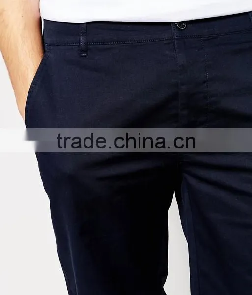 Hot Sale Latest Custom Two Back Pocket Men's Navy Slim Fit 98% Cotton 2% Elastane Twill Button Fly Casual Blank Shorts photo-3