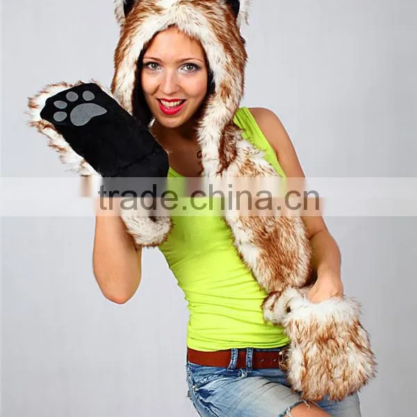 Long Eared Plush Animal Head Russian Style Fur Winter Hat photo-3