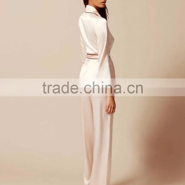 Women's Satin Pyjamas Wedding Robe Tie Waist Embroidered Sleepwear Custom Smooth And Soft Artificial Silk photo-4