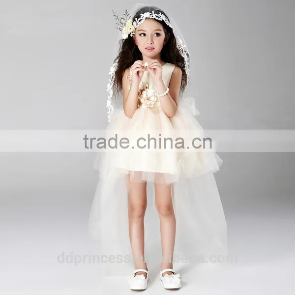 Short Party Dress Patterns Short Girls Dress White Yellow Front Long Back Dress photo-4