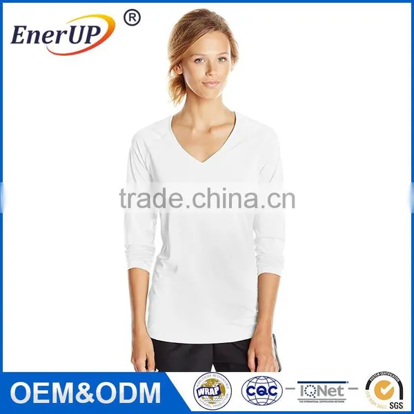 Hot Sale Cheap v Neck Women Breathable Polyester Long Skin Tight Long Sleeve t Shirt photo-2