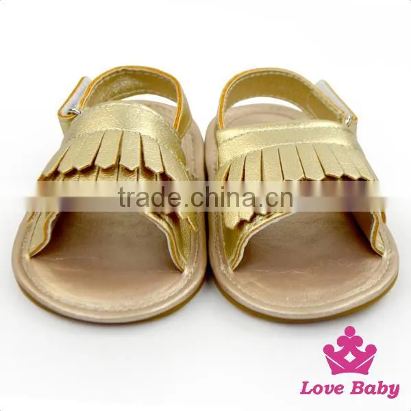 Funny Summer Infant Unisex Plain White Tassel Baby Prewalker Flat Sandals Shoes Barefoot Working photo-2