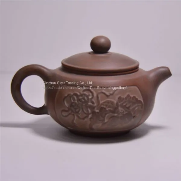 Прекрасный ручной резьбовой современный китайский круглый чайник нового дизайна photo-2
