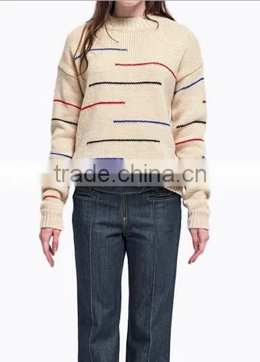 EY0908S Women Stripe Cashmere Pullover Cashmere Sweater